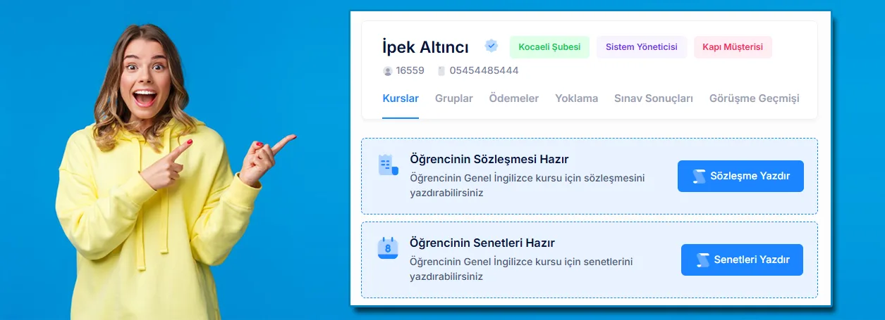 Aristo Kurs Sözleşme Yazdırma Programı